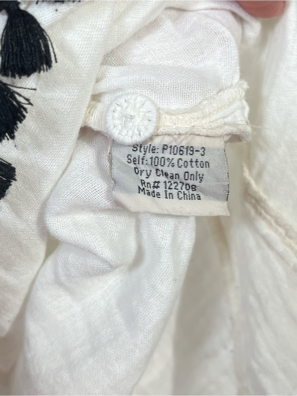 Johnny Was White Cotton Gauze Top With Fringe Size XS - Picture 6 of 7
